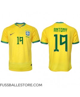 Günstige Brasilien Antony #19 Heimtrikot WM 2022 Kurzarm